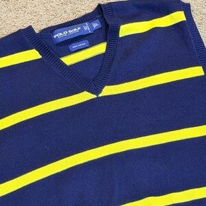 Polo Ralph Lauren Golf Large Sweater Vest Jacket Rugby L Navy Gold College Vtg